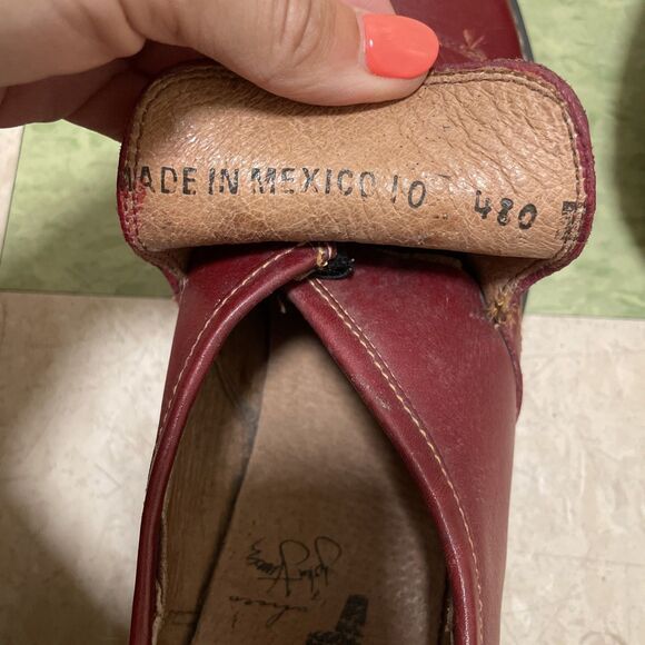 John Fluevog Shoes Red Leather Chunky Platform Grunge 10 Slip On - Picture 9 of 12